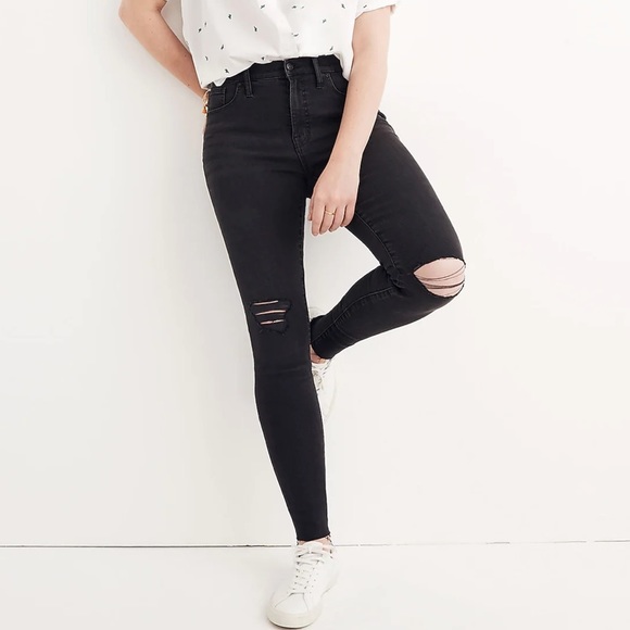 Madewell Women’s Petite 9" Mid-Rise Skinny Jeans in Black Sea Size 24 Small - Picture 1 of 11